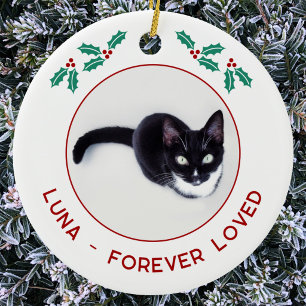 Personalised Pet Cat Memorial Christmas Photo Ceramic Ornament