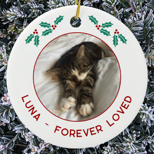 Personalised Pet Cat Memorial Christmas Photo Ceramic Ornament