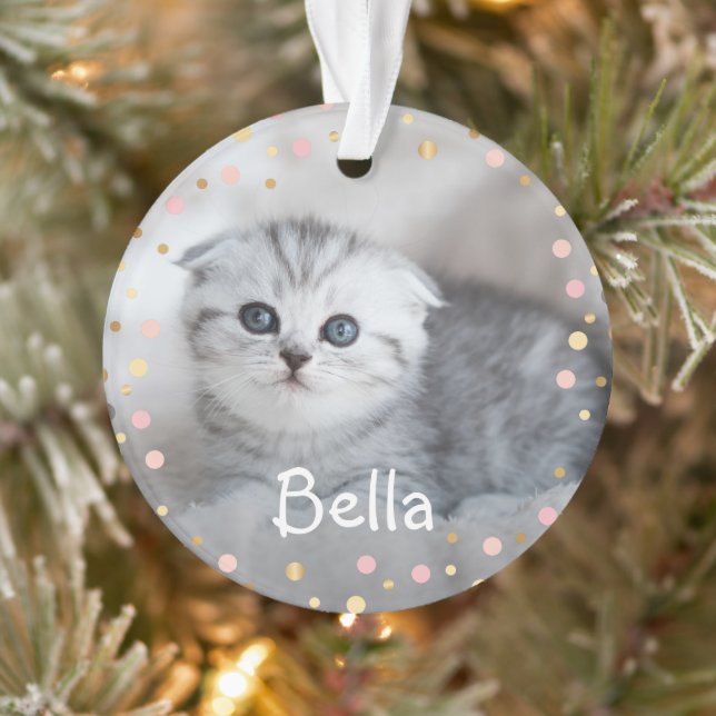 Personalised Pet Cat Meowy Christmas Holiday Photo Ornament (Tree)