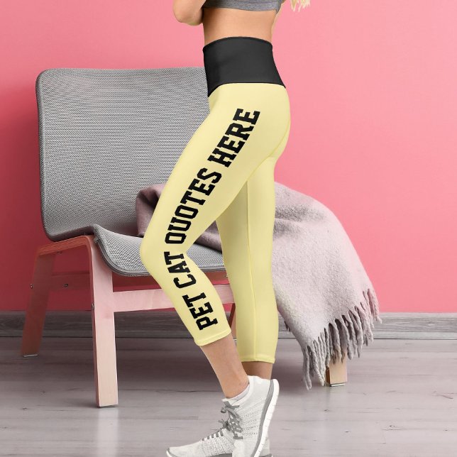 Personalised Pet Cat Quotes On Black Creame Capri Leggings (Creator Uploaded)