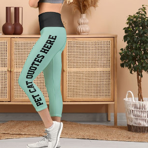 Personalised Pet Cat Quotes On Black Light Teal Capri Leggings