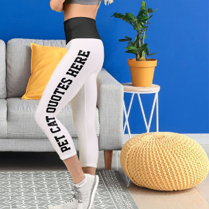 Personalised Pet Cat Quotes On Black White Capri Leggings