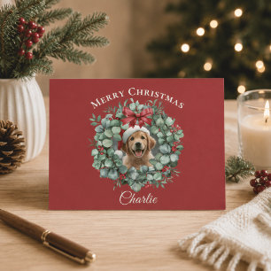 Personalised Pet Christmas with Wreath & Name Postcard