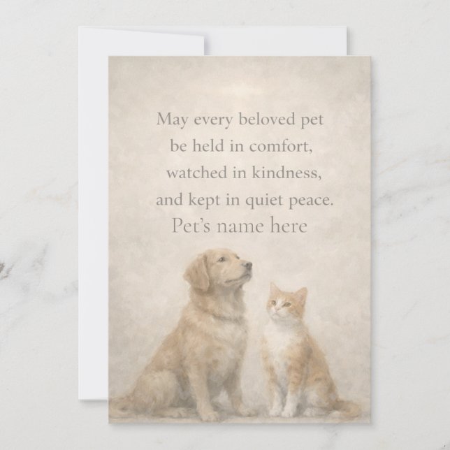 Personalised Pet Comfort Flat Note Card (Front)