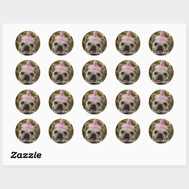  Personalised pet dog birthday  Classic Round Sticker (Sheet)