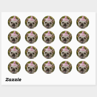  Personalised pet dog birthday  Classic Round Sticker
