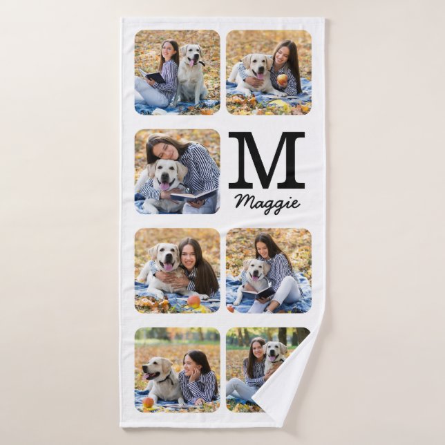 Personalised Pet Dog Lover Photo Collage Bath Towel (Bath Towel)