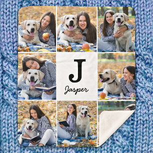 Personalised Pet Dog Lover Photo Collage Sherpa Blanket