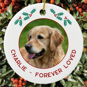 Personalised Pet Dog Memorial Christmas Photo Ceramic Ornament