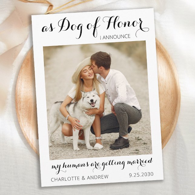 Personalised Pet Dog Photo Modern Script Wedding Save The Date (Creator Uploaded)