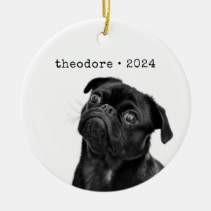 Personalised Pet Dog Photo Name Keepsake Christmas Ceramic Ornament