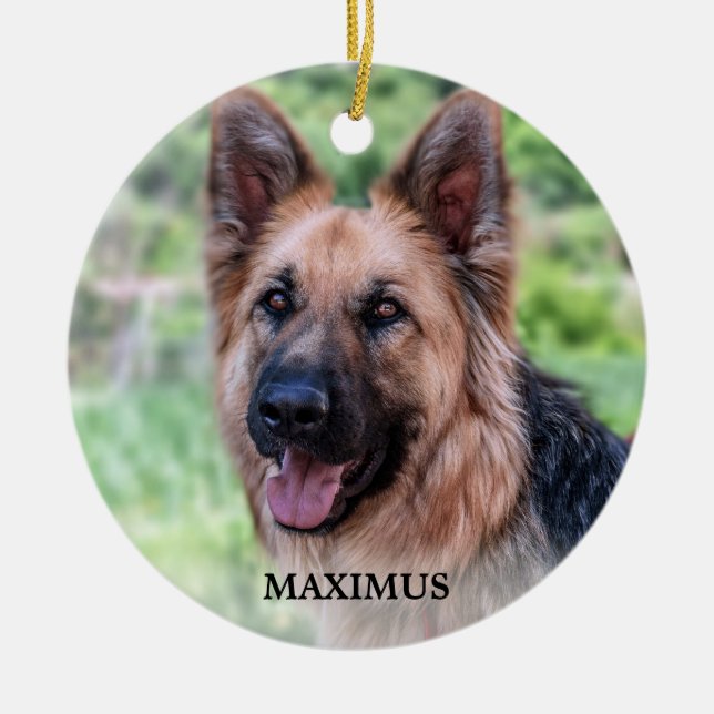Personalised Pet Dog Photo Simple Christmas Ceramic Ornament (Front)