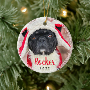Personalised Pet Dog Puppy Holiday Ceramic Ornament