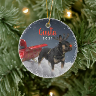 Personalised Pet Dog Puppy Holiday Photo Ceramic Ornament