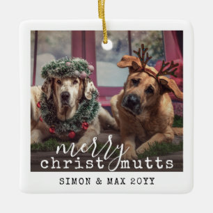 Personalised Pet Dogs Photo Funny Christmas Cerami Ceramic Ornament