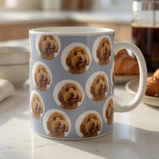 Personalised Pet Face Pattern | Custom Dog Photo Coffee Mug (Creator Uploaded)