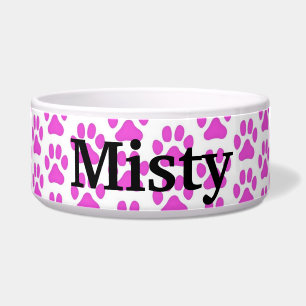 Personalised Pet Food Bowl - Pink Pawprints
