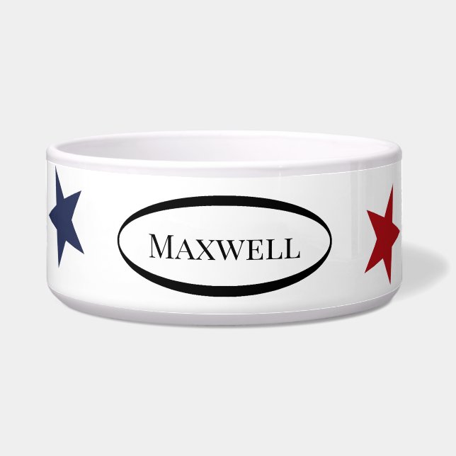 Personalised Pet Food Bowl with Stars - HAMbWG (Front)