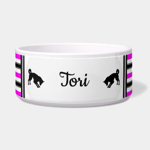 Personalised Pet Food Bowl with Stripes - HAMbWG