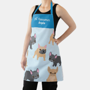Personalised Pet Groomer Blue French Bulldog Apron