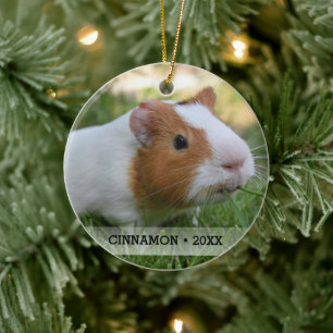Personalised Pet Guinea Pig Photo Christmas Tree Ceramic Tree Decoration