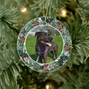 Personalised Pet Holiday Photo Ceramic Ornament