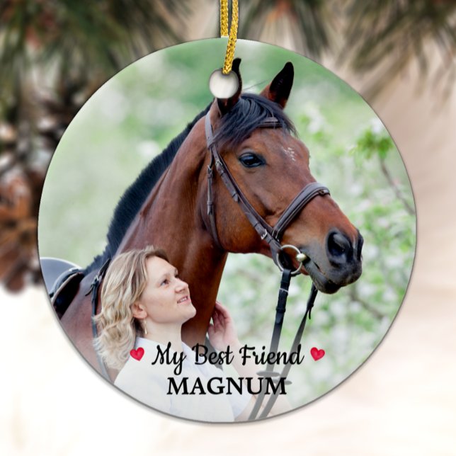 Personalised Pet Horse Lover My Best Friend Photo Ceramic Ornament (Creator Uploaded)