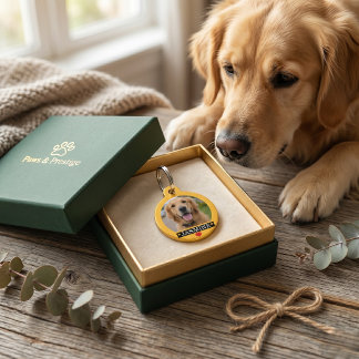 Personalised Pet ID Tag Cute Yellow Photo