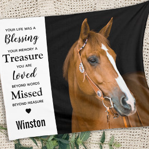 Personalised Pet Loss Photo Horse Memorial Fleece Blanket