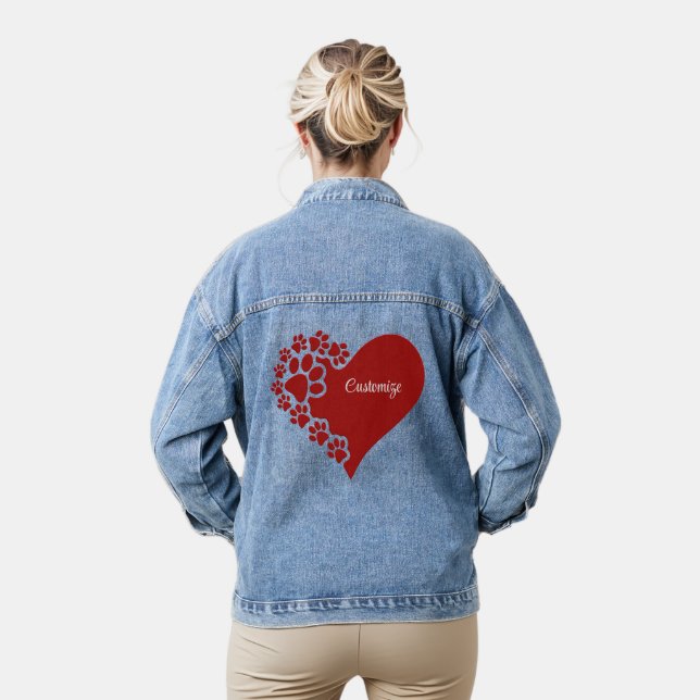 Personalised Pet Love Heart Denim Jacket (Model)