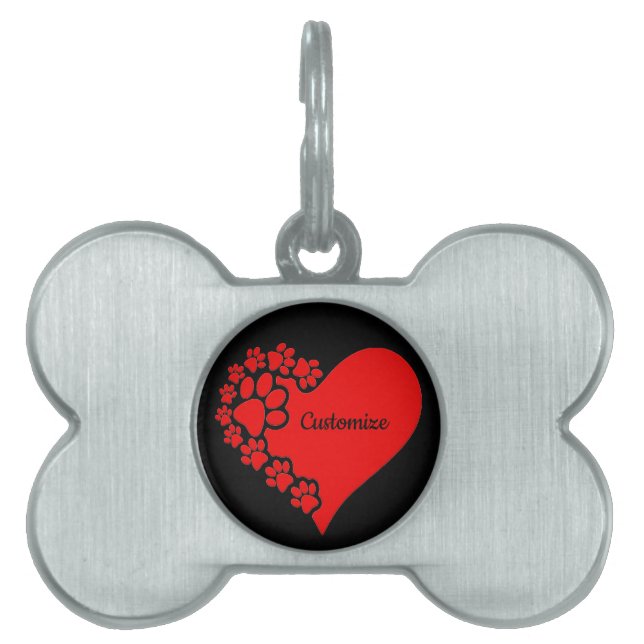 Personalised Pet Love Heart ID Tag (Front)