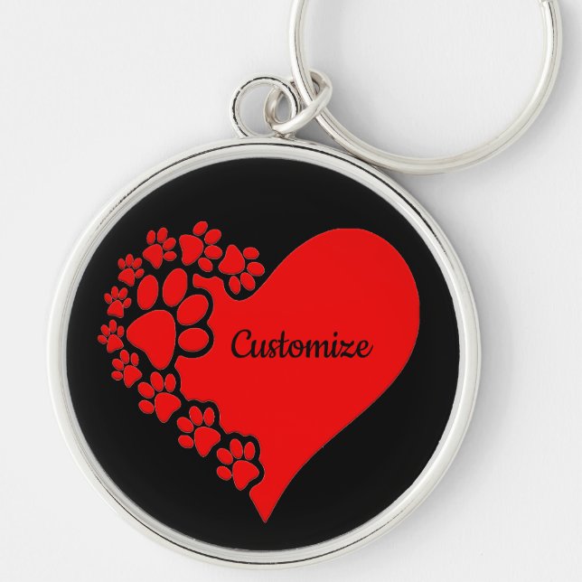 Personalised Pet Love Heart Key Ring (Front)