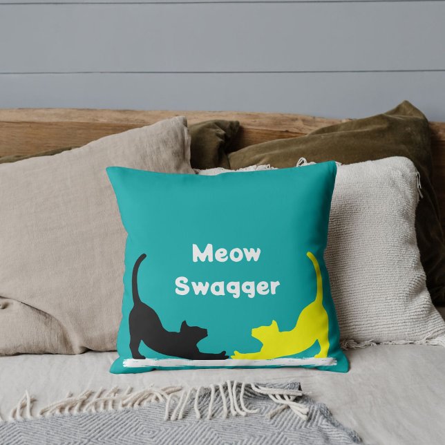 Personalised Pet Lover Funny Cat Quote On Blue Cushion (Creator Uploaded)
