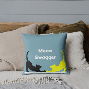 Personalised Pet Lover Funny Cat Quote On Blue Cushion