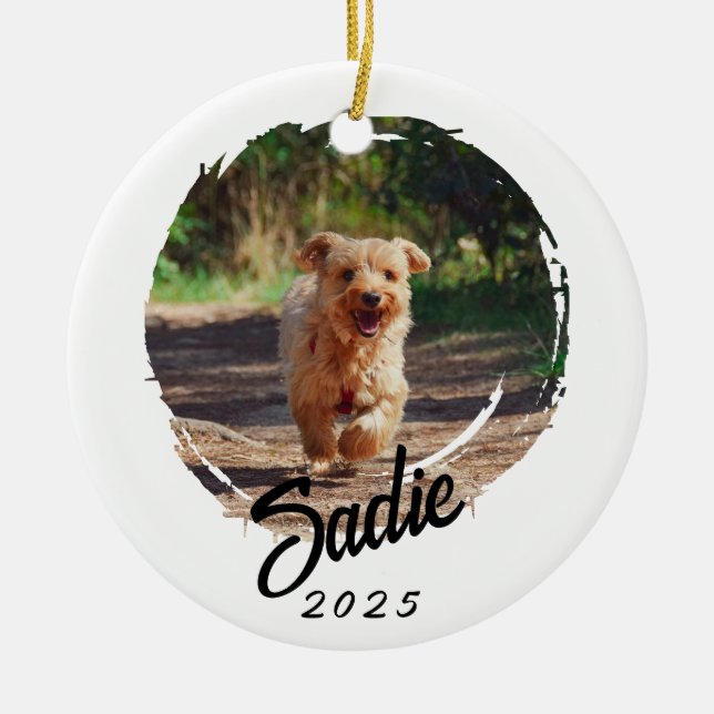 Personalised Pet Lover Gift - Custom Photo & Name Ceramic Ornament (Front)