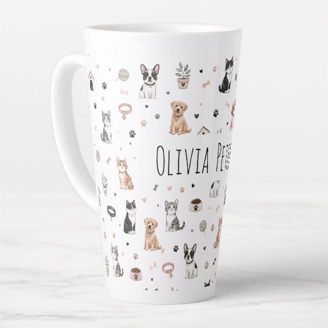 Personalised Pet Lover Latte Mug with Custom Name  (Left Angle)