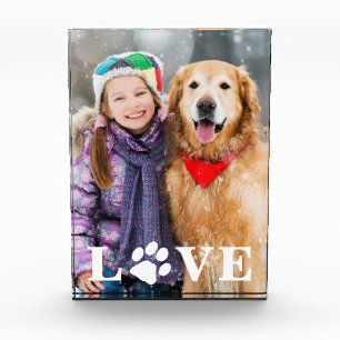Personalised Pet Lover Love Paw Print Dog Lover Photo Block