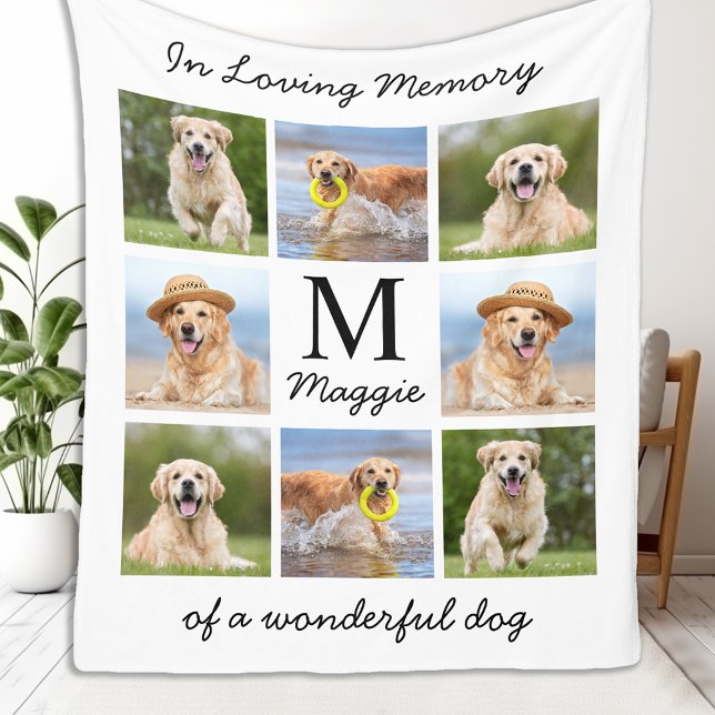Personalised Pet Memorial 8 Photo In Loving Memory Fleece Blanket (Creator Uploaded)