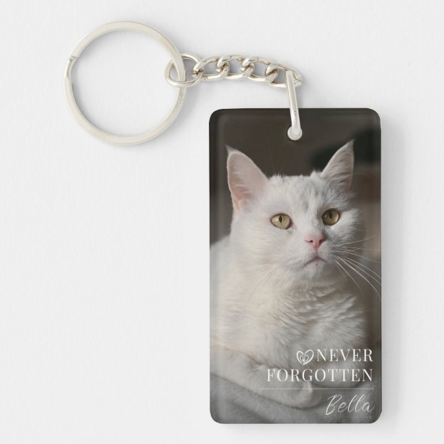 Personalised Pet Memorial Cat Photo Keychain (Front)