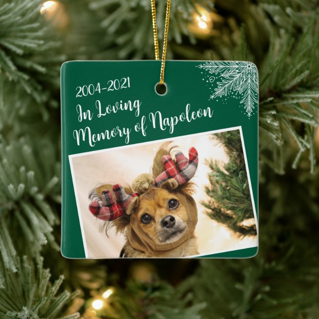 Personalised Pet Memorial Christmas Photo Ceramic Ornament (Tree)