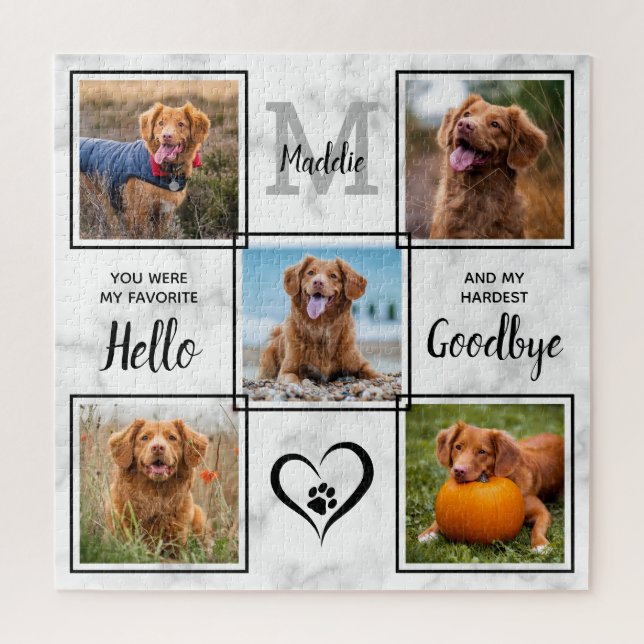 Personalised Pet Memorial Keepsake 5 Photo Collage Jigsaw Puzzle (Vertical)