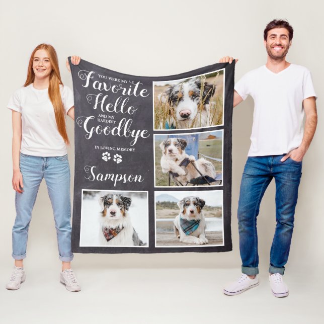 Personalised Pet Memorial Keepsake Photo Collage Fleece Blanket (In Situ)