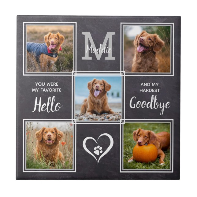 Personalised Pet Memorial Pet Loss Photo Collage Ceramic Tile (Front)