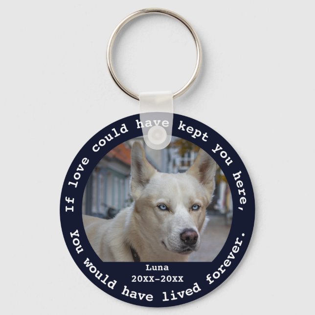 Personalised Pet Memorial Photo, name and year Key Ring (Front)