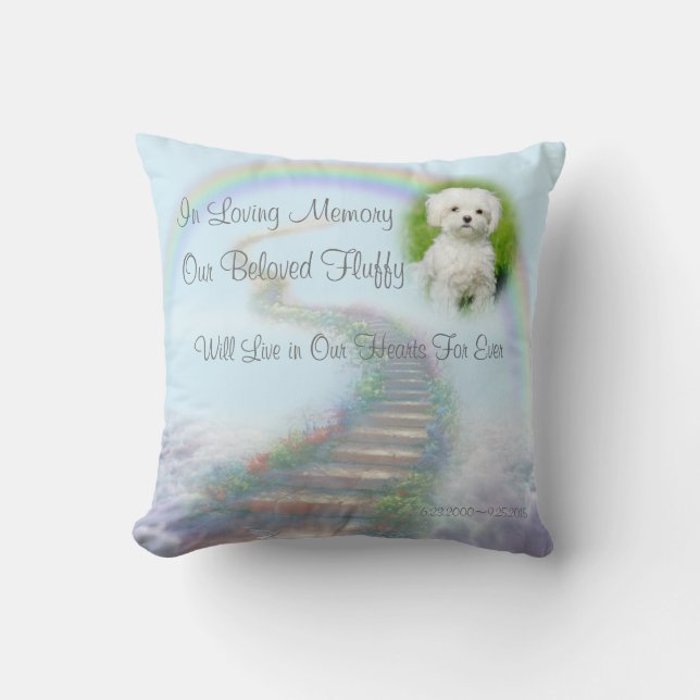 Personalised Pet Memorial Stairway to Heaven Cushion (Front)