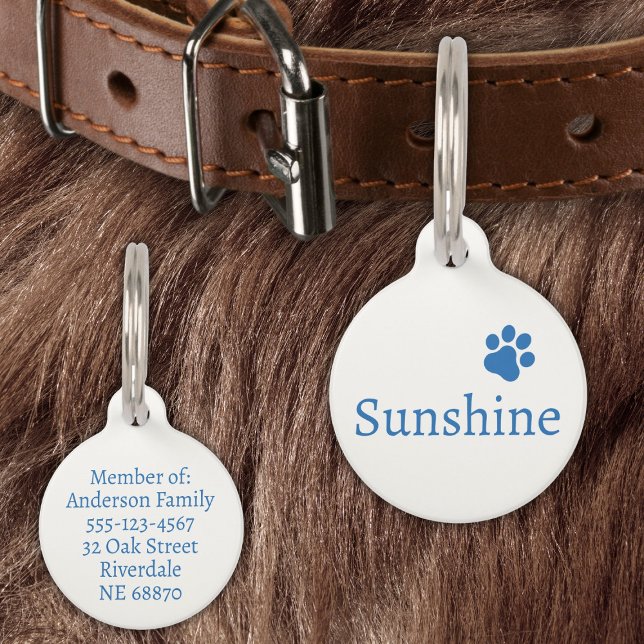 Personalised Pet Name & Address (blue) Tag (Creator Uploaded)