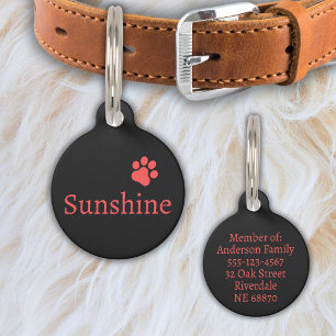 Personalised Pet Name & Address (red) Tag