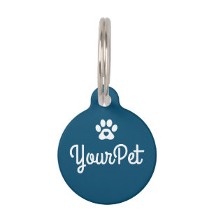 Personalised Pet Name & Address Tag Dog Paw Blue