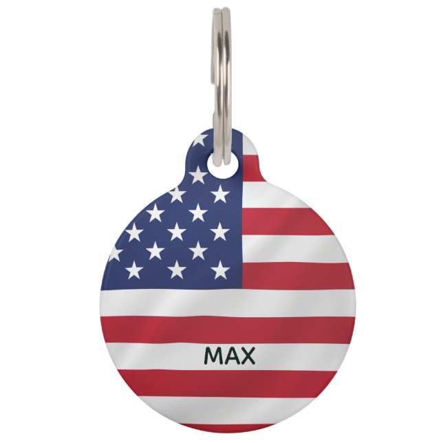 Personalised Pet Name American Flag Patriotic Tag (Front)