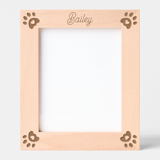 Personalised Pet Name Dog Hearts Paw Prints Custom Etched Frames (Front)